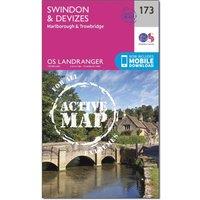 Landranger Active 173 Swindon, Devizes, Marlborough & Trowbridge Map With Digital Version, Pink