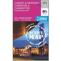 Landranger Active 171 Cardiff & Newport, Pontypool Map With Digital Version, Pink