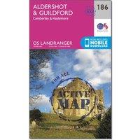 Landranger Active 186 Aldershot & Guildford, Camberley & Haslemere Map With Digital Version, Pink