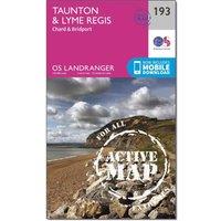Landranger Active 193 Taunton & Lyme Regis, Chard & Bridport Map With Digital Version, Pink