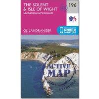 Landranger Active 196 The Solent & the Isle of Wight, Southampton & Portsmouth Map With Digital Version, Pink