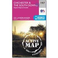 Landranger Active 197 Chichester & The South Downs Map With Digital Version, Pink