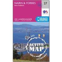 Landranger Active 27 Nairn & Forres, River Findhorn Map With Digital Version, Pink