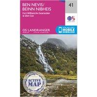 Landranger Active 41 Ben Nevis, Fort William & Glen Coe Map With Digital Version, Pink