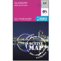 Landranger Active 64 Glasgow, Motherwell & Airdrie Map With Digital Version, Pink