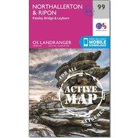 Landranger Active 99 Northallerton & Ripon, Pateley Bridge & Leyburn Map With Digital Version, Pink