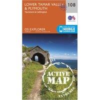 Explorer Active 108 Lower Tamar Valley & Plymouth Map With Digital Version, Orange