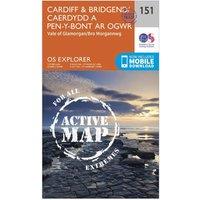 Explorer Active 151 Cardiff & Bridgend Map With Digital Version, Orange