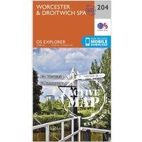 Explorer Active 204 Worcester & Droitwich Spa Map With Digital Version, Orange
