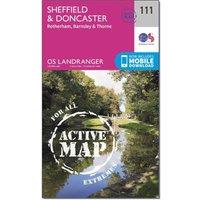 Landranger Active 111 Sheffield & Doncaster, Rotherham, Barnsley & Thorne Map With Digital Version, Pink