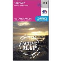 Landranger Active 113 Grimsby, Louth & Market Rasen Map With Digital Version, Pink