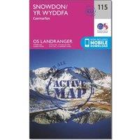 Landranger Active 115 Snowdon & Caernarfon Map With Digital Version, Pink