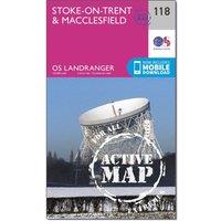 Landranger Active 118 Stoke-on-Trent & Macclesfield Map With Digital Version, Pink