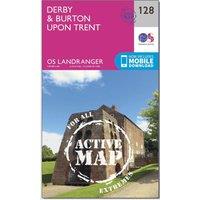 Landranger Active 128 Derby & Burton upon Trent Map With Digital Version, Pink