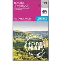 Landranger Active 119 Buxton & Matlock, Chesterfield, Bakewell & Dove Dale Map With Digital Version, Pink