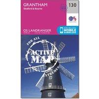 Landranger Active 130 Grantham, Sleaford & Bourne Map With Digital Version, Pink