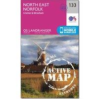Landranger Active 133 North East Norfolk, Cromer & Wroxham Fakenham Map With Digital Version, Pink