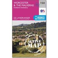 Landranger Active 150 Worcester & The Malverns, Evesham & Tewkesbury Map With Digital Version, Pink