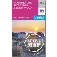 Landranger Active 156 Saxmundham, Aldeburgh & Southwold Map With Digital Version, Pink