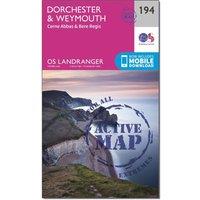 Landranger Active 194 Dorchester & Weymouth, Cerne Abbas & Bere Regis Map With Digital Version, Pink