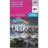 Landranger Active 88 Newcastle upon Tyne, Durham & Sunderland Map With Digital Version, Pink