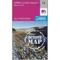 Landranger Active 72 Upper Clyde Valley, Biggar & Lanark Map With Digital Version, Pink