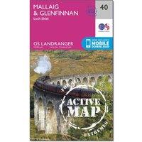 Landranger Active 40 Mallaig & Glenfinnan, Loch Shiel Map With Digital Version, Pink