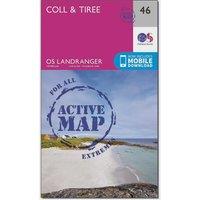 Landranger Active 46 Coll & Tiree Map With Digital Version, Pink