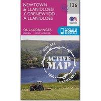Landranger Active 136 Newtown & Llanidloes Map With Digital Version, Pink