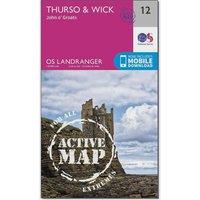 Landranger Active 12 Thurso & Wick, John O'Groats Map With Digital Version, Pink