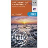 Explorer 306 Middlesbrough & Hartlepool Active Map, Orange