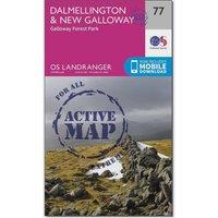 Landranger Active 77 Dalmellington & New Galloway, Galloway Forest Park Map With Digital Version, Pink