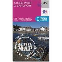 Landranger Active 45 Stonehaven & Banchory Map With Digital Version, Pink