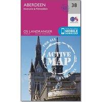 Landranger Active 38 Aberdeen, Inverurie & Pitmedden Map With Digital Version, Pink