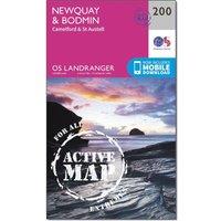 Landranger Active 200 Newquay, Bodmin, Camelford & St Austell Map With Digital Version, Pink