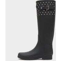 Women's Refined Tall Studded Cuff Wellington Boots, Black