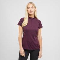 Women's Dart Zip Neck Short Sleeve T-Shirt, Purple