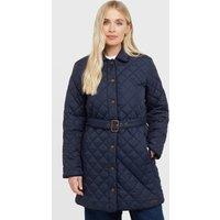 Women's Belted Diamond Quilted Jacket, Navy