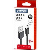 USB-A to USB-C Braided Cable 2m, Black