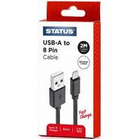 USB-A to 8 Pin Braided Cable 2m, Black