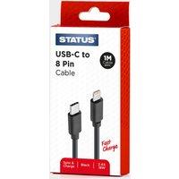 USB-A to 8 Pin Cable 1m, Black