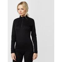 Women's Long Sleeve Thermal Zip Neck Baselayer Top, Black