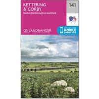 Landranger 141 Kettering & Corby Map With Digital Version, Pink