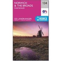 Landranger 134 Norwich & The Broads, Great Yarmouth Map With Digital Version, Pink