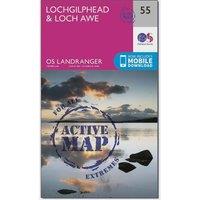 Landranger Active 55 Lochgilphead & Loch Awe Map With Digital Version, Pink