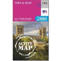 Landranger Active 105 York & Selby Map With Digital Version, Pink