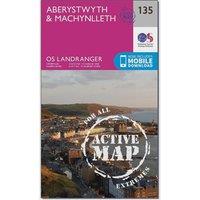 Landranger Active 135 Aberystwyth & Machynlleth Map With Digital Version, Pink