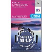 Landranger Active 97 Kendal, Morecambe, Windermere & Lancaster Map With Digital Version, Pink