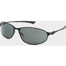 Men's Oval Metal Full Frame Sports Sunglasses, Black