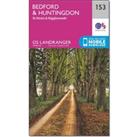 Landranger 153 Bedford, Huntingdon, St Neots & Biggleswade Map With Digital Version, Pink